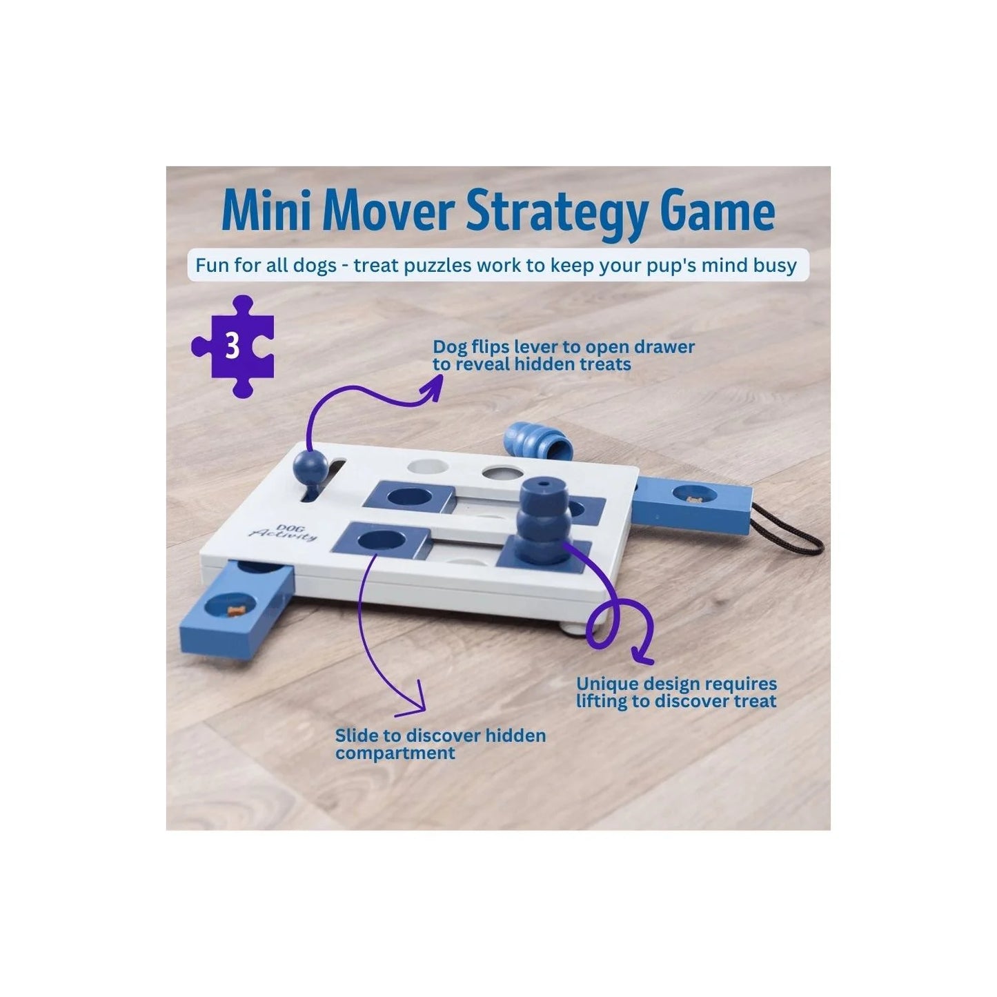 Dog Activity Move2Win Strategy Game, Level 3, Advanced Dog Puzzle Toy, Treat Dispenser