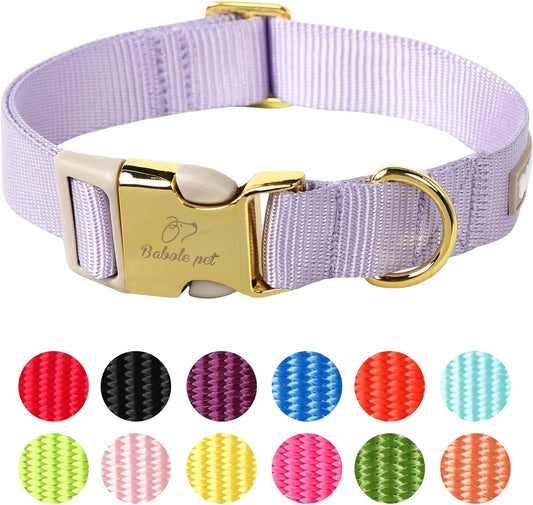 Babole Nylon Dog Collars Lavender for Small Puppy Dog,13 Colors,Adjustable Soft Comfortable Pet Collars with Safety Metal Buckle for Medium Large Boy&Girl&Female Dog(S)