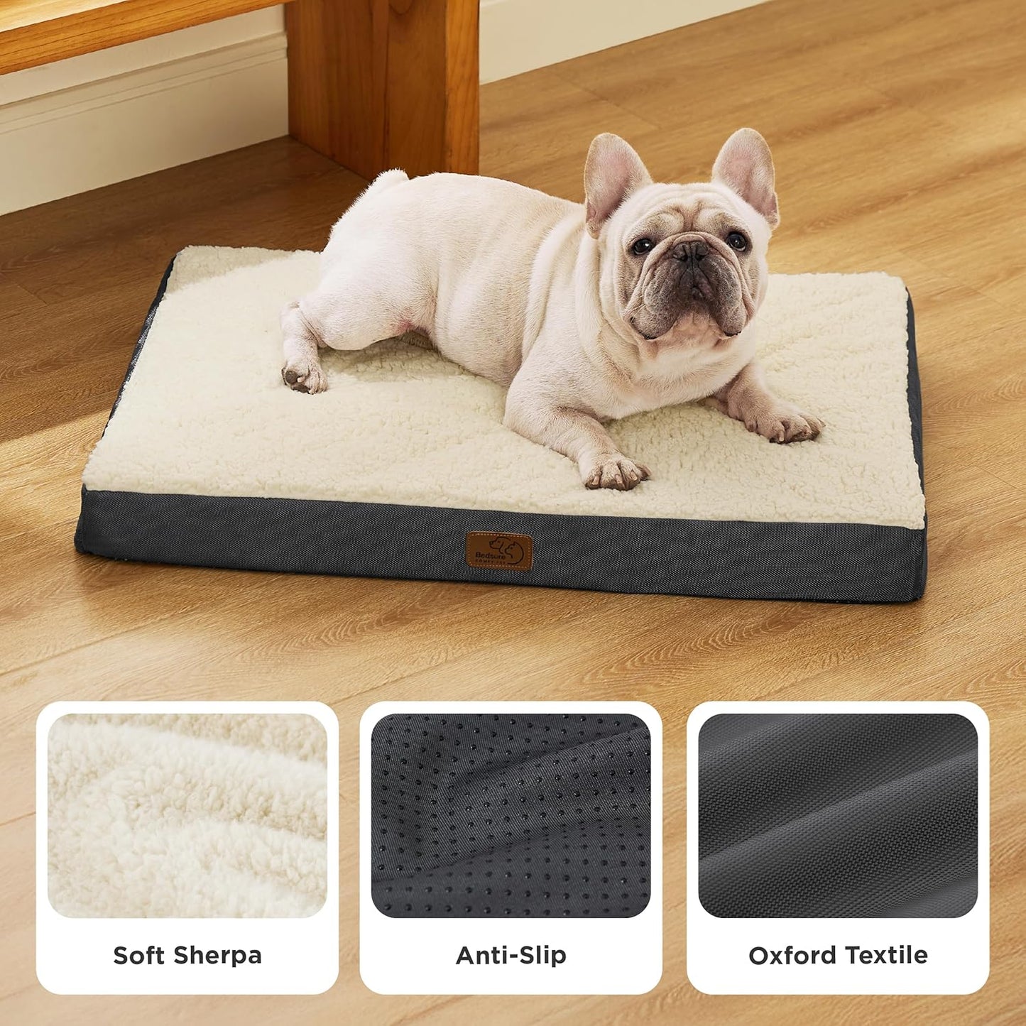 Large Dog Bed for Large Dogs up to 75Lbs - Big Orthopedic Dog Beds with Removable Washable Cover, Egg Crate Foam Pet Bed Mat, Grey