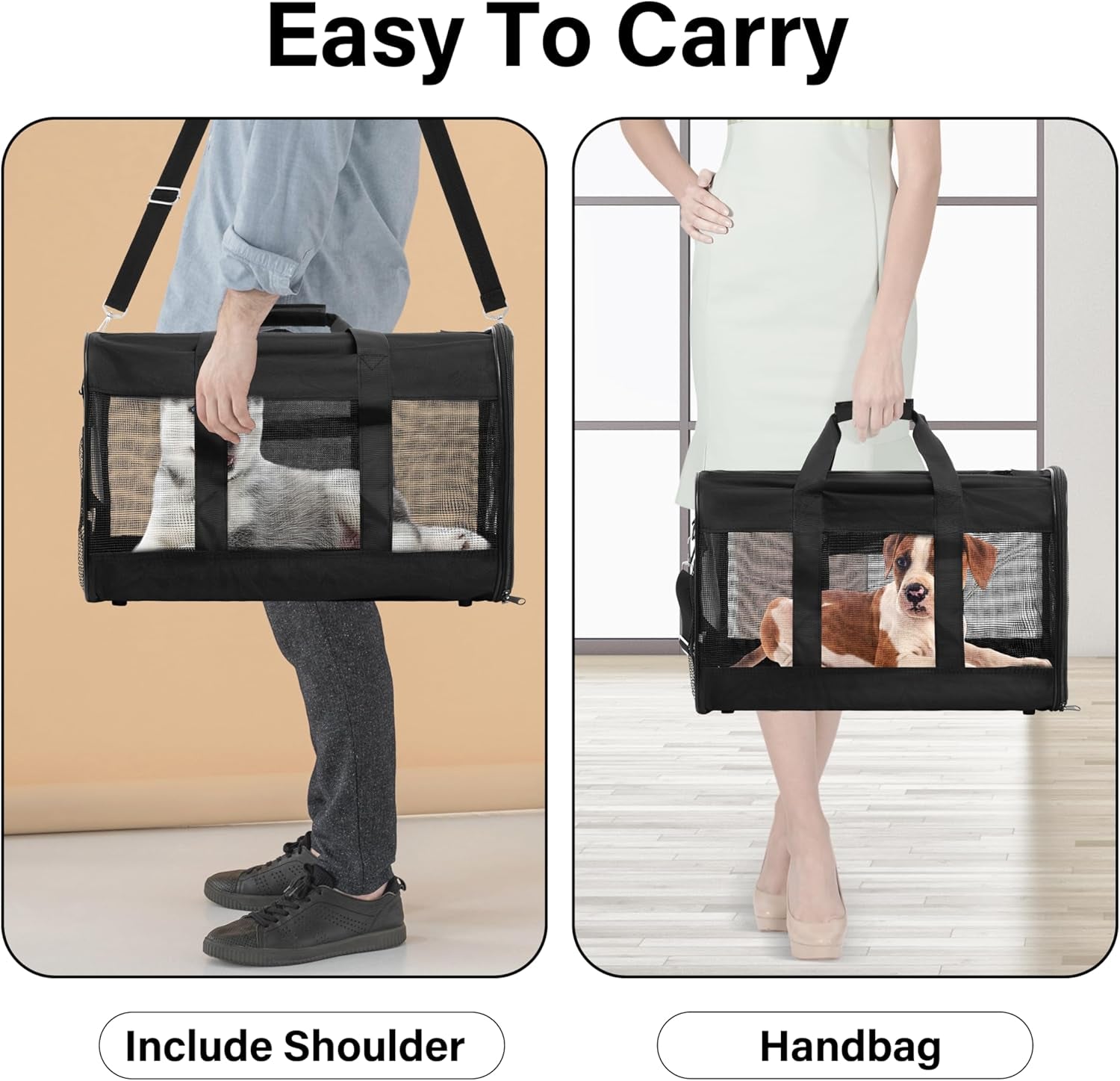 Scratchme Pet Travel Carrier Soft Sided Portable Bag for Cats, Small Dogs, Kittens or Puppies, Collapsible, Durable, Airline Approved, Travel Friendly, Carry Your Pet with You Safely and Comfortably