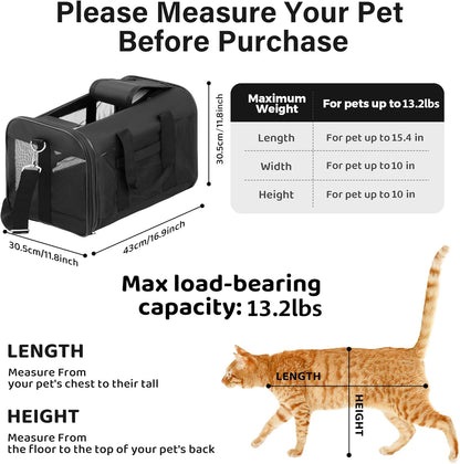 Scratchme Pet Travel Carrier Soft Sided Portable Bag for Cats, Small Dogs, Kittens or Puppies, Collapsible, Durable, Airline Approved, Travel Friendly, Carry Your Pet with You Safely and Comfortably