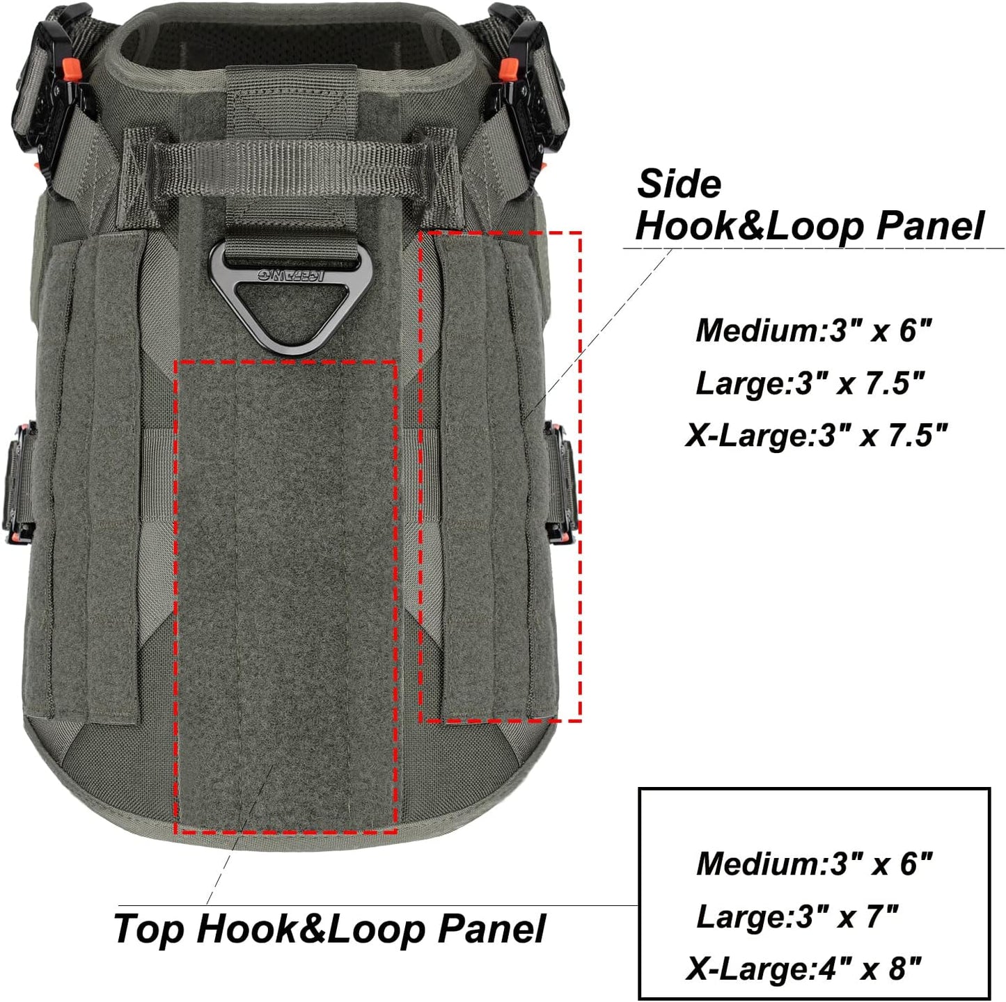 Tactical Dog Harness with 4X Metal Buckle,Dog MOLLE Vest with Handle,No Pulling Front Clip ,Hook and Loop Panel for Walking Training Hiking (Large (Pack of 1), Reflective Black)