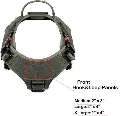 Tactical Dog Harness with 4X Metal Buckle,Dog MOLLE Vest with Handle,No Pulling Front Clip ,Hook and Loop Panel for Walking Training Hiking (Large (Pack of 1), Reflective Black)
