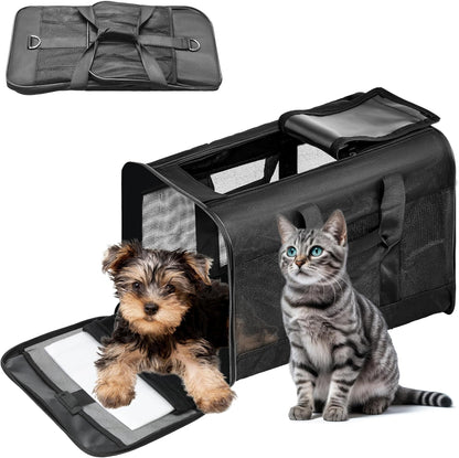 Scratchme Pet Travel Carrier Soft Sided Portable Bag for Cats, Small Dogs, Kittens or Puppies, Collapsible, Durable, Airline Approved, Travel Friendly, Carry Your Pet with You Safely and Comfortably