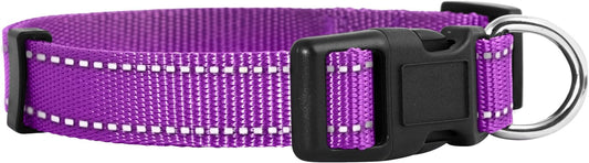 Reflective Dog Collar,Bright Glow Colors for Night Safety, Adjustable for Small, Medium, Large Pet and Puppies Accessories, Male, Female, Boy, Girl, Puppy (Small, Purple)