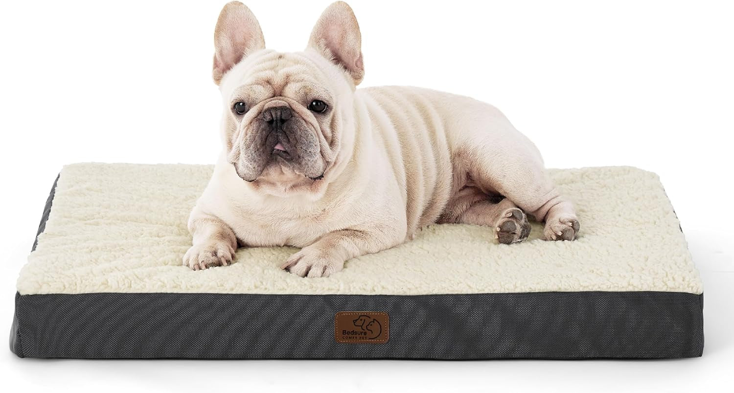 Large Dog Bed for Large Dogs up to 75Lbs - Big Orthopedic Dog Beds with Removable Washable Cover, Egg Crate Foam Pet Bed Mat, Grey